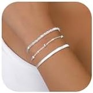 CASSIECA 3 Pcs Bracciale da Donna Regolabile in Argento 925 Bracciale Impilabile in Argento Gioielli per Donne Ragazze