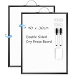 ARCOBIS Dry Erase White Board for Wall, 30 x 40cm Small Magnetic Portable Double-Sided Whiteboard, Hanging Mini Dry Erase Board for to Do List, Drawing, Home Office, Kitchen, School, Black