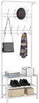 Yaheetech Coat Stand, Shoe and Coat Rack for Hallway, Free Standing Coat Stands with Shoe Storage for Hallway/Entryway/Living Room,187cm Height, White