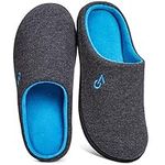 VeraCosy Men's Two-Tone Memory Foam Slippers, Dark Gray/Blue, 12/13 UK