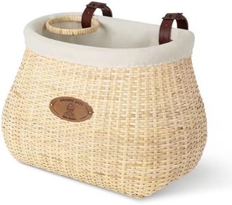GRANNY SAYS Bike Basket Front with Cup Holder for Women and Men, Natural Rattan Wicker Bike Baskets for Adult Bikes, Bell-Shaped Basket for Bikes with Liner, Bicycle Baskets for Beach Cruiser, Natural