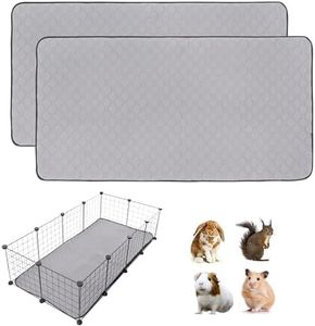 2 Pack Guinea Pig Cage Liners, LWYMX 24'' X 48'' Washable Guinea Pig Pee Pads, Non Slip Reusable Super Absorbent Guinea Pig Training Mat Bedding Fleece for Small Animals Hamster Rabbit Chinchilla Rat