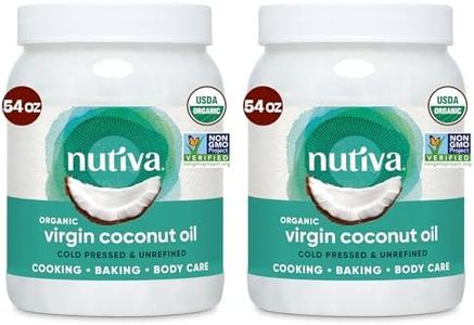 Nutiva Organic Coconut Oil 54 fl oz, Cold-Pressed, Unrefined Cooking Oil, Natural Hair Oil, Skin Oil, Massage Oil, USDA Organic, Extra Virgin Coconut Oil (Aceite de Coco) (Pack of 2)