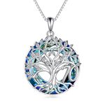 YFN 70th Birthday Gifts for Women Sterling Silver Tree of Life Necklace with Blue Crystal Mothers Day Christmas Jewelry Gifts for Mother Grandma Nana (70th)