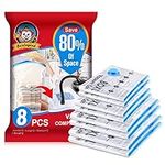 BoxLegend Premium Vacuum Storage Bags Thicker Type 8 Pack (2 Jumbo, 2 Large, 2 Medium, 2 Smaller) 80% More Space Saver Bags for Clothes, Blankets, Pillows (8 COMBO)