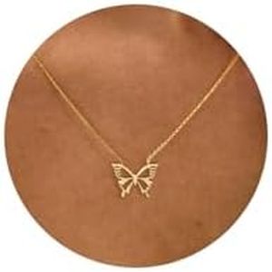 HANLI Butterfly Necklace for Women 14K Gold Plated Dainty Butterfly Gold Necklace Simple Necklaces for Women Jewelry Gold Necklace for Women…