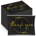 Ireer 100 Pcs Thank You Gift Makeup Bags EVA Cosmetic Bags with Zipper Thank You Bags Mini Toiletry Bag Bulk Gifts for Women Encouragement Birthday Gift for Xmas Daughter Sister (Black, Gold)