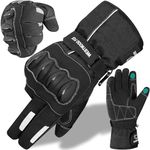 WESTWOOD FOX Motorbike Motorcycle Gloves Thinsulate Waterproof Gloves Winter Thermal Men Riding Windproof Scooter Motor Sports Touchscreen Warm Summer (Black, L)