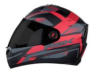 Steelbird SBA-1 R2K ISI Certified Full Face Graphic Helmet in Matt Finish (Large 600 MM, Matt Black Red with Smoke Visor)