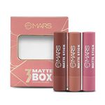 MARS Matte Box Set of 3 Lipsticks for Women | Long-Lasting | Smooth Finish | Moisturising | One Swipe Pigmentation (3x3.2 gm) (05-Blushed & Nudes)