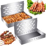 Hicarer 2 Pcs Stainless Steel Smoker Box for Gas Grill or Charcoal Grill Wood Chip Smoker Box with Lid Large Smoke Exhaust Hole Add Smokey BBQ Flavor Barbecue Grilling Accessories