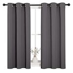 NICETOWN Grey Short Curtains - Blackout Curtain 2 Panels, Basement Small Window Curtains Grommet Top Thermal Insulated Curtains Valance, 34 x 45 Inch