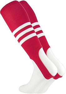 TCK Striped Baseball Stirrups Pattern B (Scarlet/White, Large)