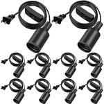 10 Pack Hanging Light Cord Pendant Light Cord with Switch Light Socket Extension Light Bulb Socket Cable Lamp Kit for E26 E27 Lamp Socket Lantern(Black,6 Feet)