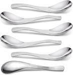 AOOSY Soup Spoons, 6 Pieces Stainless Steel Korean Spoons, Asian Soup Spoons, 6.3 inches Heavy Duty Asian Thick Short Handle Ramen Spoons for Soup Cereals, Chinese Spoon