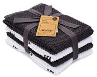 AMOUR INFINI Terry Kitchen Towels Pack of 4 Highly Absorbent Quick Drying Super Soft Dish Towels with Hanging Loop Kitchen Wash Cloths for Dishes (16x26 Inch - D.Grey)