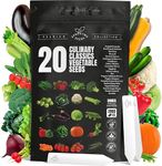 20 Vegetable Seeds For Planting Indoor Outdoor Variety Pack Home Garden Starter Kit Plant Marker 3900+ Non-GMO Heirloom Broccoli Cabbage Zucchini Cauliflower Pumpkin Celery Pea Cucumber Tomato Arugula