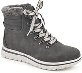 CLIFFS BY WHITE MOUNTAIN Shoes Hallett Women's Casual Hiker Style Bootie, Grey/Fabric/Faux Fur, 9