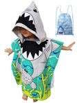 Athaelay Ultra Soft Microfiber Poncho Towel for Babies and Little Kids Toddlers Bath/Pool/Swim/Beach Times (Great White Shark)