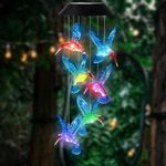 ZIKSUN Solar Wind Chimes Hummingbird Hanging Lights, Blue LED Solar Lights, Waterproof Outdoor Deco for Garden Yard, Wind Chime Gifts for Adult and Children, Christmas Easter Birthday Presents