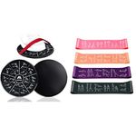 Amonax Core Sliders, Double Sided Gliding Discs with Straps. Ab Gliders for Core Exercise Fitness at Gym & Home & Resistance Bands Set for Women and Men, Exercise Fitness Home Gym Bands