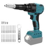 Cordless Rivet Gun Compatible with Makita 18V Battery, Brushless Electric Rivet Gun with LED Light, 20 Rivets, 3 Adapters and Wrench, Portable Rivet Nut Gun Kit (No Battery)