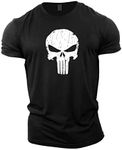 GYMTIER Skull Men's Gym T-Shirt Bodybuilding Training Workout Lifting Top Clothing, Black, XXL