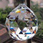 Petrichor Feng Shui Clear Crystal Ball Sun Catcher (80 MM, Clear) Window Hanging Ball for Good Luck & Prosperity - Hanging Home Deocration & Gifting