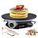 Crepe and Pancake Maker Machine | Nonstick Electric Griddle for Breakfast Crepes and Roti Chapati | Cordless Creperas Electricas with Two Steel Handles | Morning Star Pro 13" Electric Crepe Maker