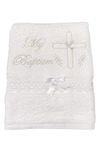 Pink Princess - White Baptism Towel for Boys and Girls - 100% Cotton for Christening Godchild Gift LDS