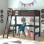 Hillsdale Caspian Youth Solid Wood Twin Loft Bed for Kids Room, Black