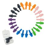 Swimming Ear Plugs - 12 Pack Silicone Earplugs for Kids & Adults - Waterproof, Reusable & Noise Cancelling for Sleeping & Swimming - Each Pair Includes Carry Case (Multicolour)