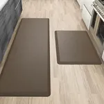 More Décor Anti Fatigue Kitchen Floor Mat, Standing Desk Mat, Double Pack, Non Slip, Waterproof - 0.47 Inches Thick - Rug Sizes 17.3" x 28" and 17.3" x 59" - Brown