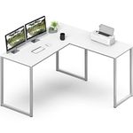 SHW Mission L-Shaped Home Computer Desk, 48-Inch, White