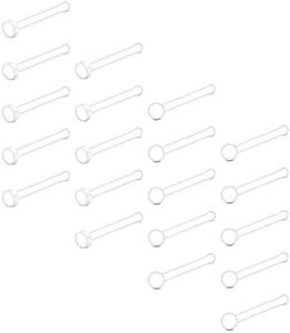 D.Bella 18G 20G Clear Nose Studs Acrylic L Shape Nose Rings Retainer Bioflex Bone Pin Straight Nose Studs Retainer Flexible Nose Piercing Retainer Flat Top for Men Women, Bioflex, plastic