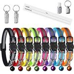 Extodry Safety Cat Collars Quick Release,Reflective Kitten collar with Bells,Adjustable 7.5''-12.5'',Suitable for Domestic (8 Colors & 2 pack Anti-Lost Tags)