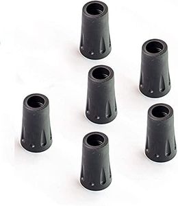 TrailBuddy Screw-On Rubber Tips for Walking Sticks - Pack of 6 Threaded Replacement Hiking Pole Tip Protectors - Rubber Caps to Fit Most Standard 11mm Trekking Pole Tips