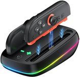 GagaKing Controller Charging Dock for Nintendo Switch 2, Joy Con Charger Station with 9 RGB Light Mode &LED Indicator, 2.5H Fast Charging Space-Saving Storage Stand for Switch 2 Joy Con Accessories
