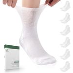 Bulinlulu Diabetic Socks for Women&Men,6 Pairs Non Binding Diabetic Ankle Socks,Wide Socks with Seamless Toe Size 6-9 9-11, White, Medium