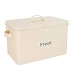 Harbour Housewares 1x Cream Vintage Metal Bread Bin - Large Retro Kitchen Storage Breadbin Box Container Canister with Airtight Lid