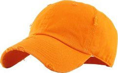 KBETHOS Vintage Washed Distressed Cotton Dad Hat Baseball Cap Adjustable Polo Trucker Unisex Style Headwear (Vintage) Orange Adjustable