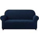 subrtex Sofa 1-Piece Stretch Slipcover Soft Couch Washable Furniture Covers Jacquard Fabric Small Checks(Navy,Medium)