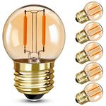 G40 Edison LED Filament Mini Globe Light Bulbs 1W Equivalent to 10Watt Incandescent - E26 Screw Base Led Bulbs Ultra Warm White 2200K Decorative Lighting Non Dimmable Amber Glass