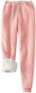 Flygo Womens Casual Winter Warm Fleece Pants Sherpa Lined Sweatpants Active Running Jogger Pants (Small, Pink)