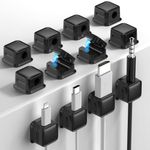 12 Pack Magnetic Cord Organizer, Easy Secure Adhesive Cable Management, Wire Holder Keeper Organizer Management, Hide Or Organize Phone USB Charger Cable for Home,Office,Car,Desk,Nightstand-Black