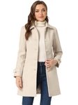 Allegra K Women's Peter Pan Collar Raglan Sleeves A-line Winter Coat Beige L