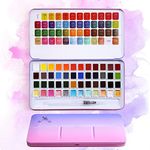 MeiLiang Watercolor Paint Set, 36 Standard Colors and 12 Glittery Colors in Exquisite Carrying Box with Metal Ring and Watercolor Brush, Perfect as Art Gift, Suitable for Beginners, Professionals