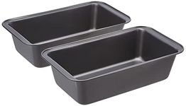 Amazon Basics Non-stick Rectangular Carbon Steel Bread Pan, 27x15x7 cm, 2-pack, Grey