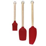 KitchenAid 3pc Birchwood Baking Set with Pastry Brush, Spoon Spatula and Mixer Spatula, Red