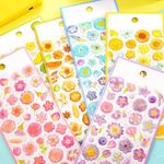 SUPER TOY 3D Puffy Floral Stickers for Kids & Toddlers 6 Strap of 200+ Flower Stickers, 3D Stickers Scrap Book Decoration for Boys & Girls